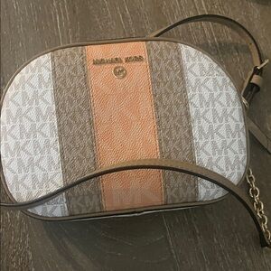 Michael Kors Tan, White, and Brown Crossbody Bag